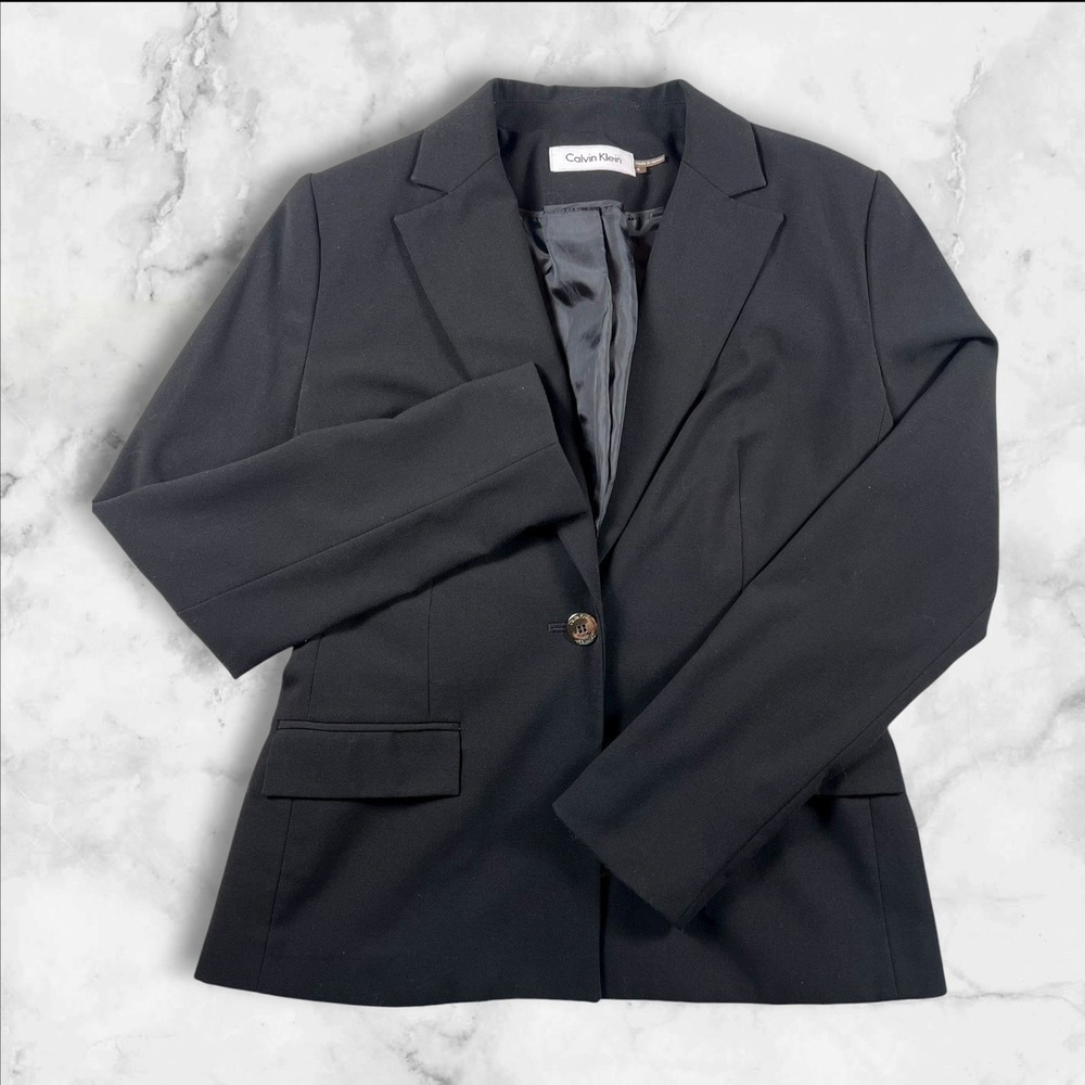 Calvin Klein Blazer Suit Jacket Womens 4 Single‎ Button Lapel Office  Business